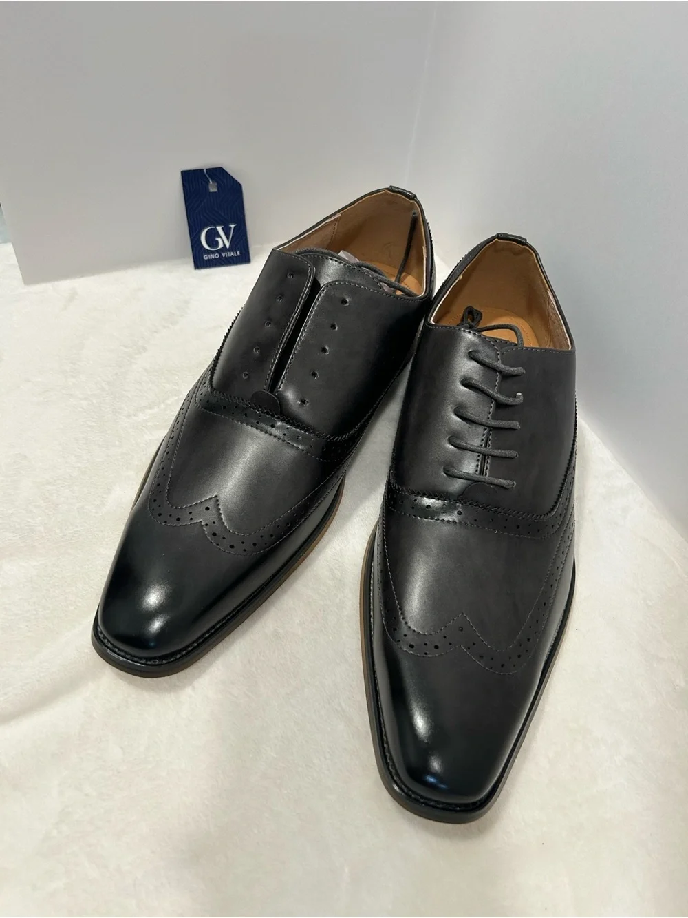Gino Vitale Men’s Size 12 Grey Wingtip Oxford Brogue Dress Shoes